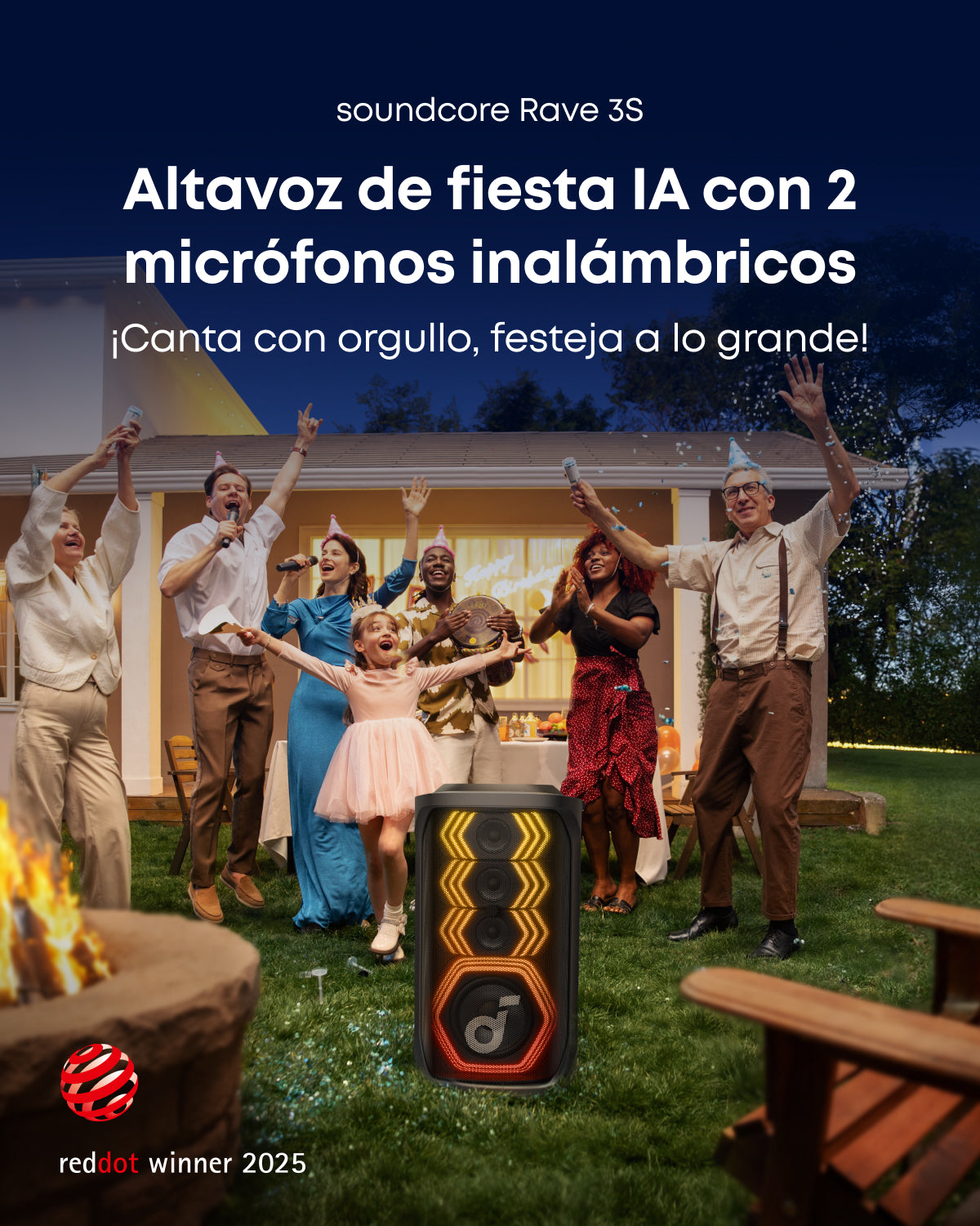 soundcore Rave 3S | Altavoz IA para fiestas con karaoke y sonido de 200W