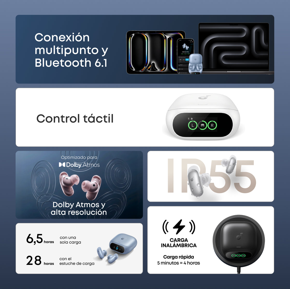 soundcore Liberty 5 Pro | Auriculares con cancelación de ruido para llamadas claras