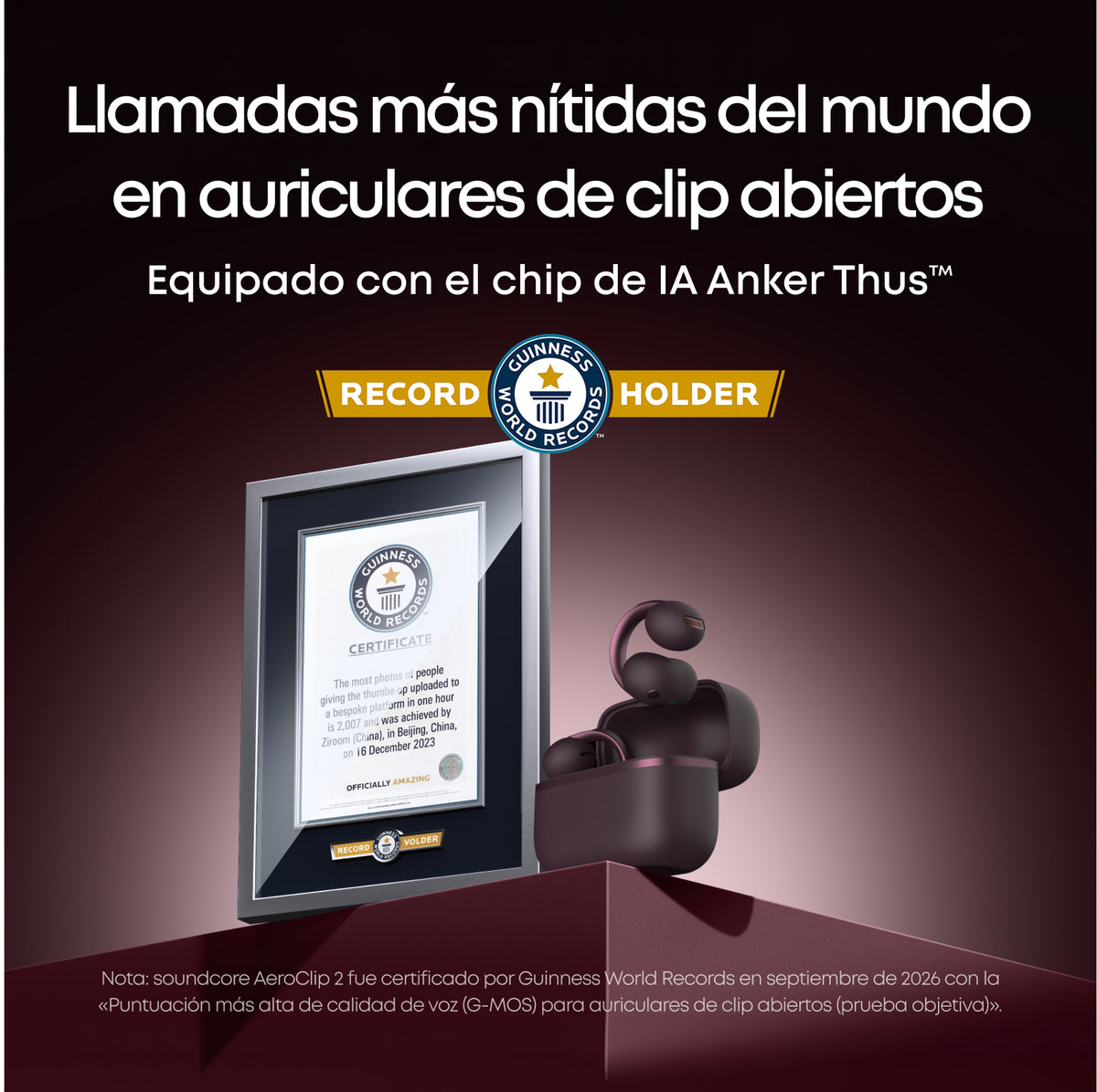 Aeroclip 2 |  Auriculares con clip certificados por Guinness para llamadas nítidas